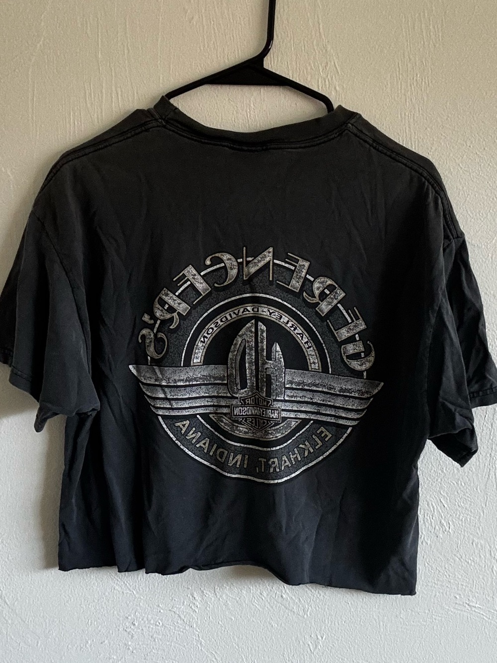 Vintage 2001 Harley-Davidson Black Cropped Eagle Graphic Pocket Tee - Picture 4 of 5